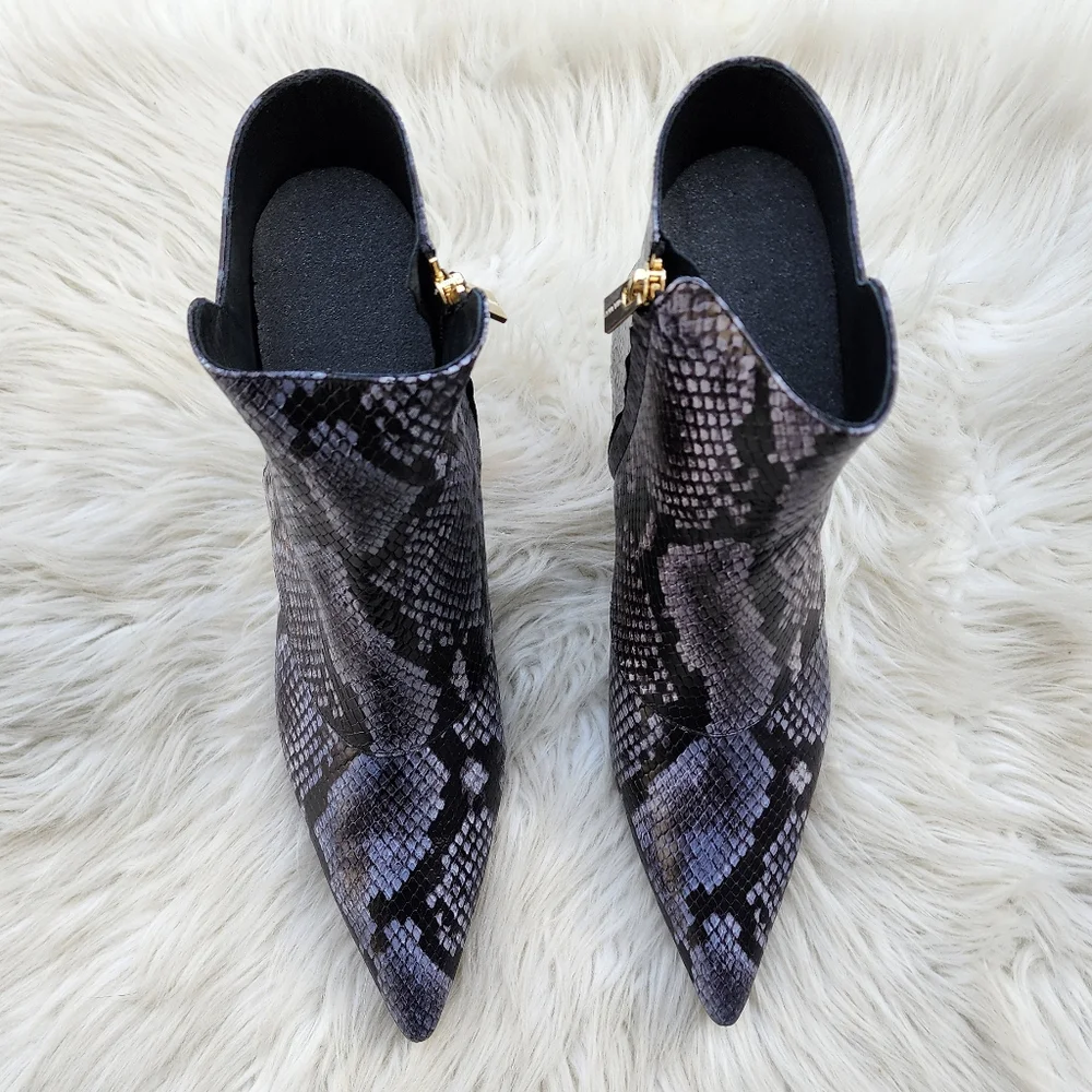 New Anine Bing Ava Boot Cloudy Blue Python